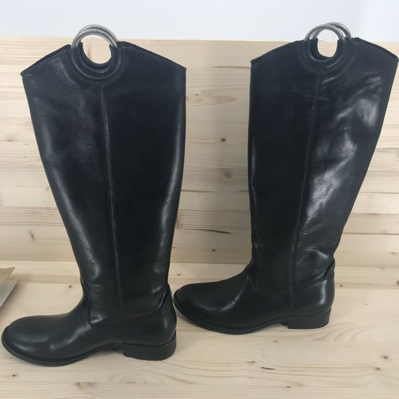 Frye Womens RARE HTF!! Tall Pull On Black Leather Boots Harness Size 6 B - Picture 4 of 15